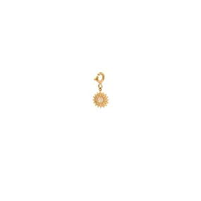 14k midi bitty diamond flower charm pendant on spring ring