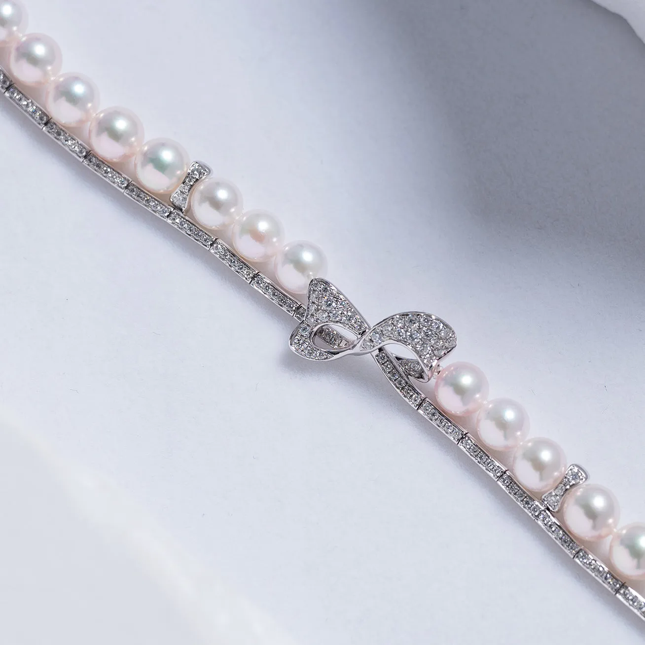 18K Solid Gold Diamond Akoya Pearl Bracelet KB00026