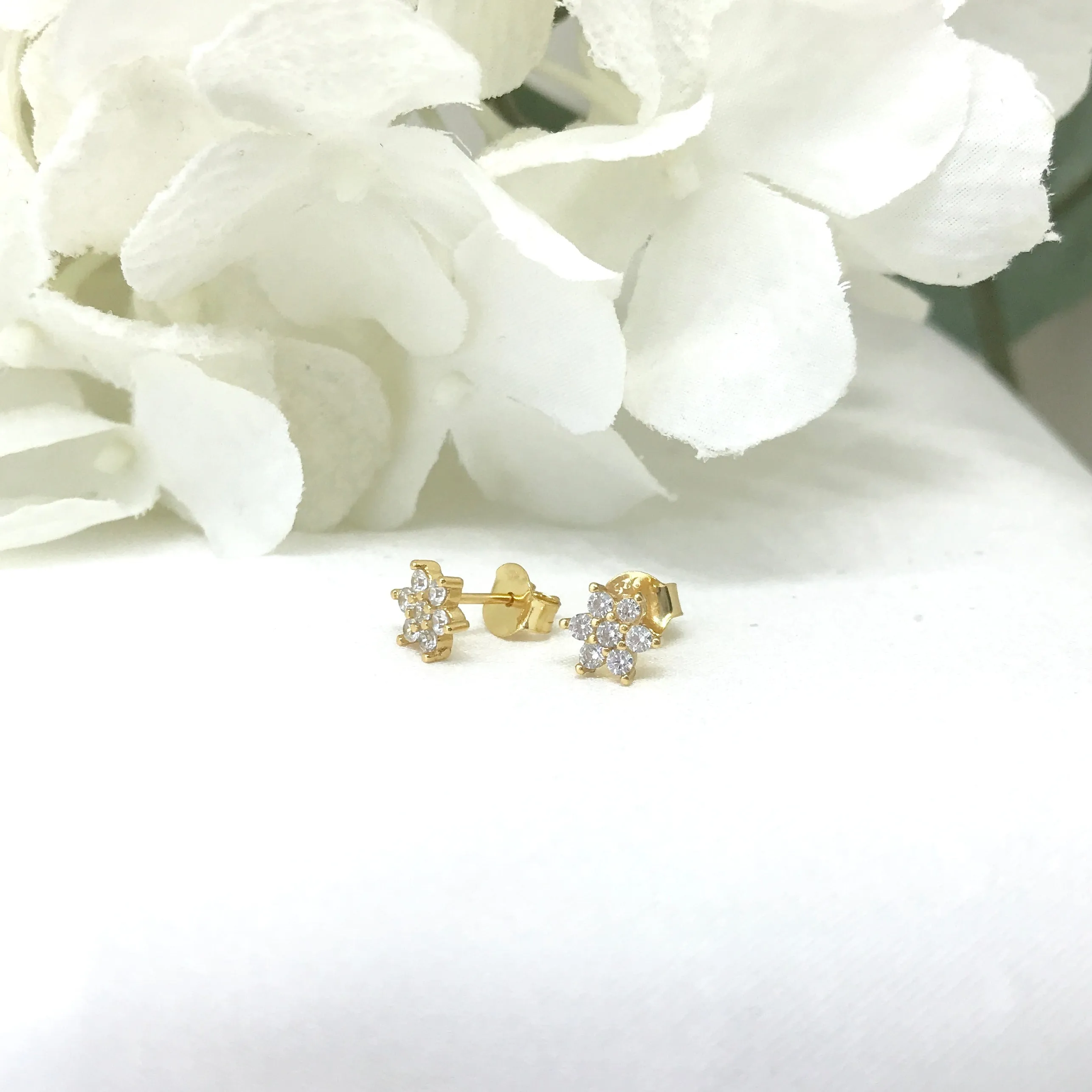 18k/925 Vermeil Flower Stud Earrings