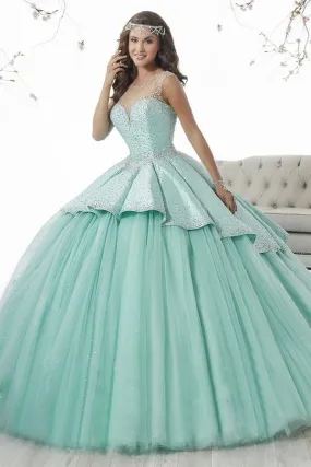 2024 Scoop Ball Gown Quinceanera Dresses Tulle & Satin With PCMBNSKX