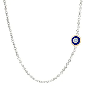 2mm Silver & Gold Enamel Evil Eye Chain