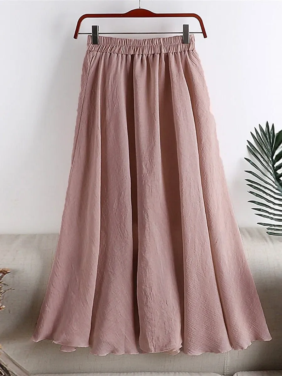 A Line Swing Midi Skirt for Women - Versatile Elegant Casual Street Wear