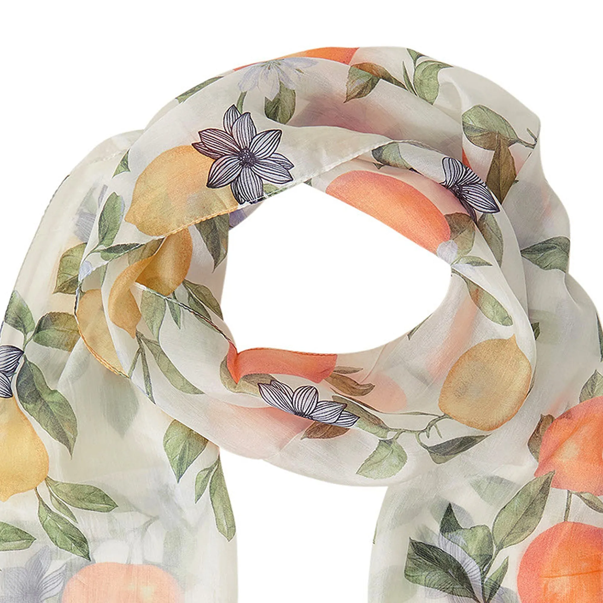 Accessorize London Women's Multi Oranges And Lemons Silk Scarf