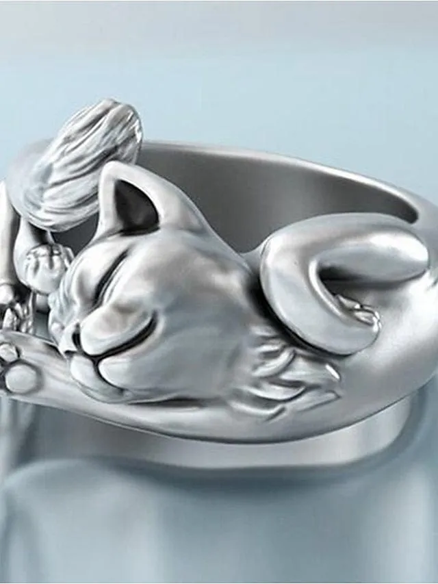 Adjustable Classic Cat Alloy Ring for Men and Women