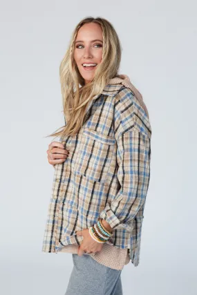 All In With You Plaid Jacket - Taupe Multi