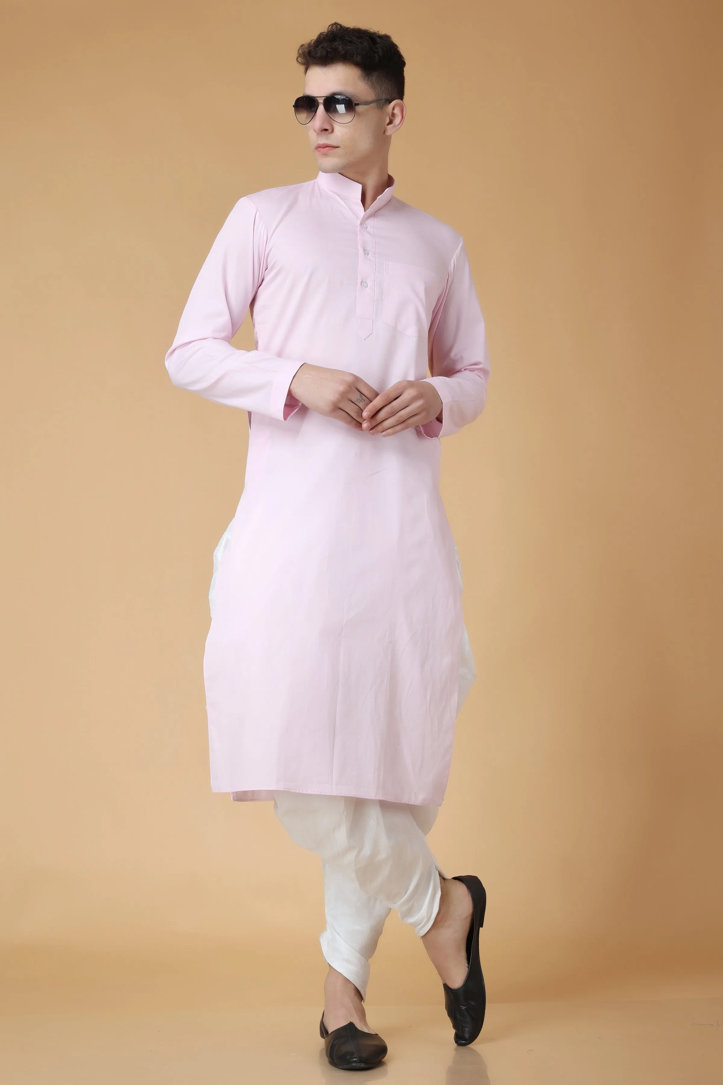 Almond Pink Cotton Kurta