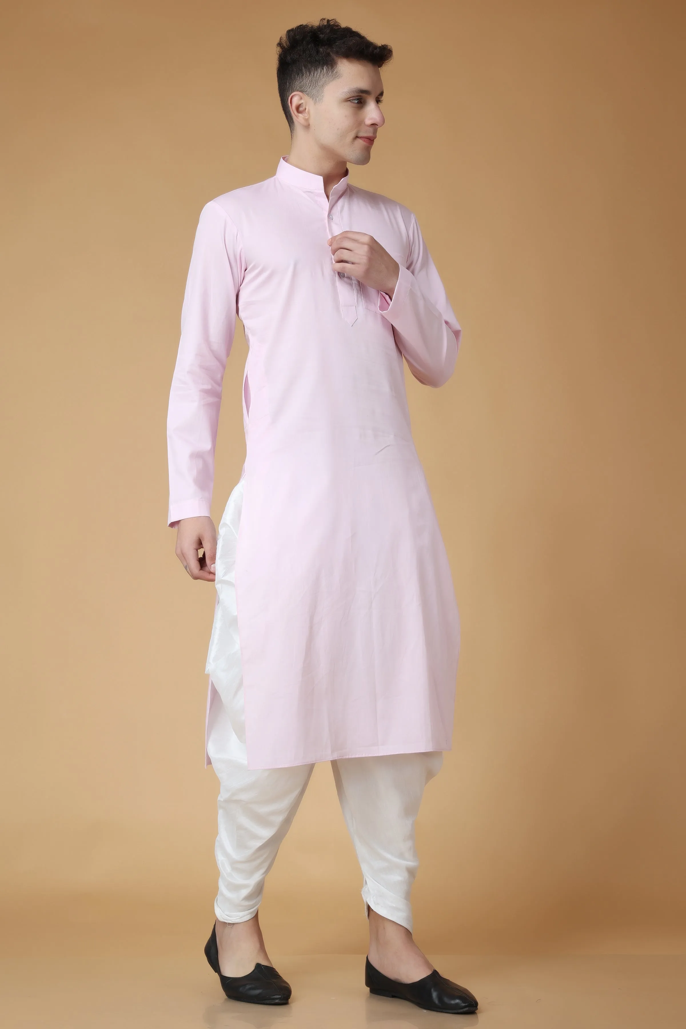 Almond Pink Cotton Kurta