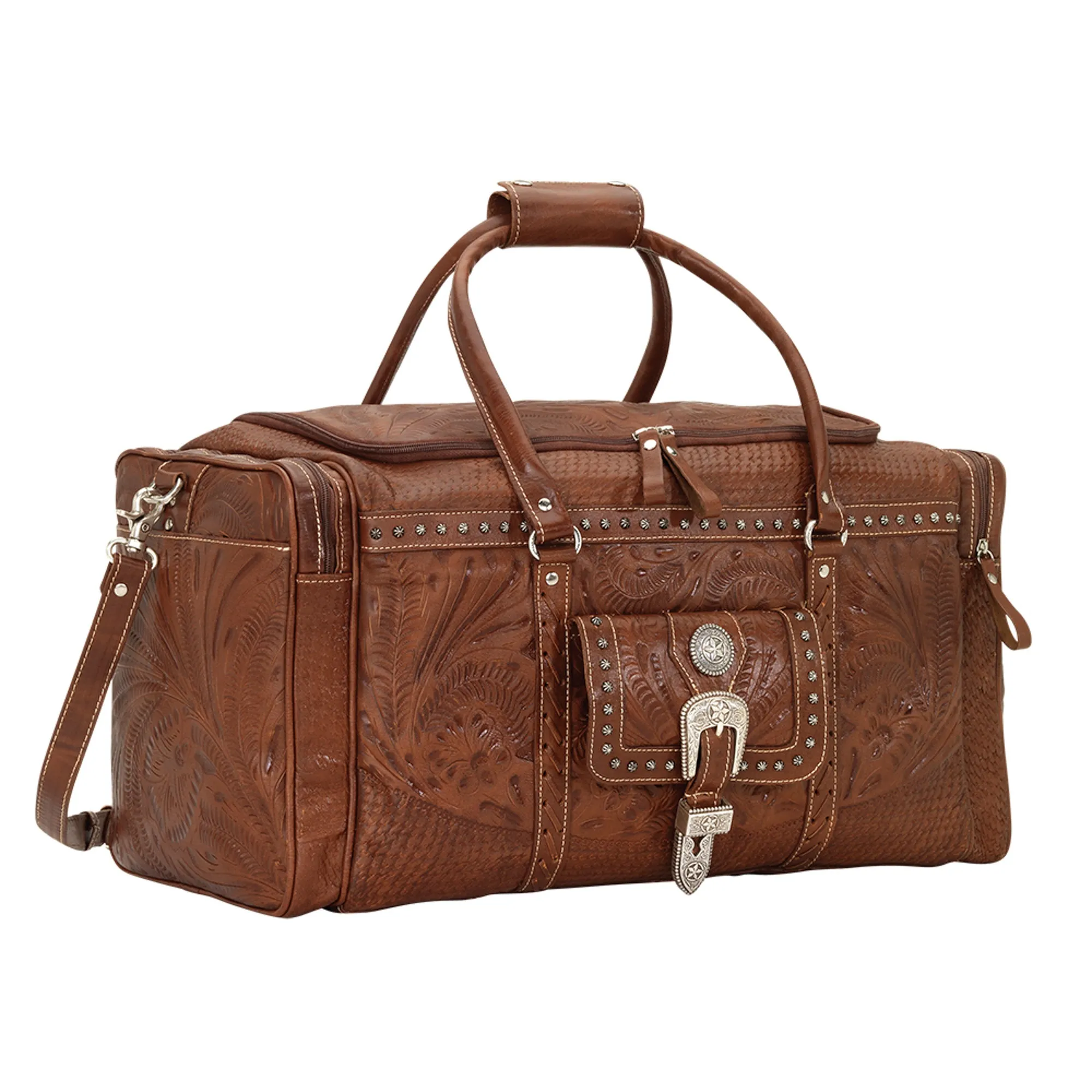 American West Retro Romance Antique Brown Leather Rodeo Bag