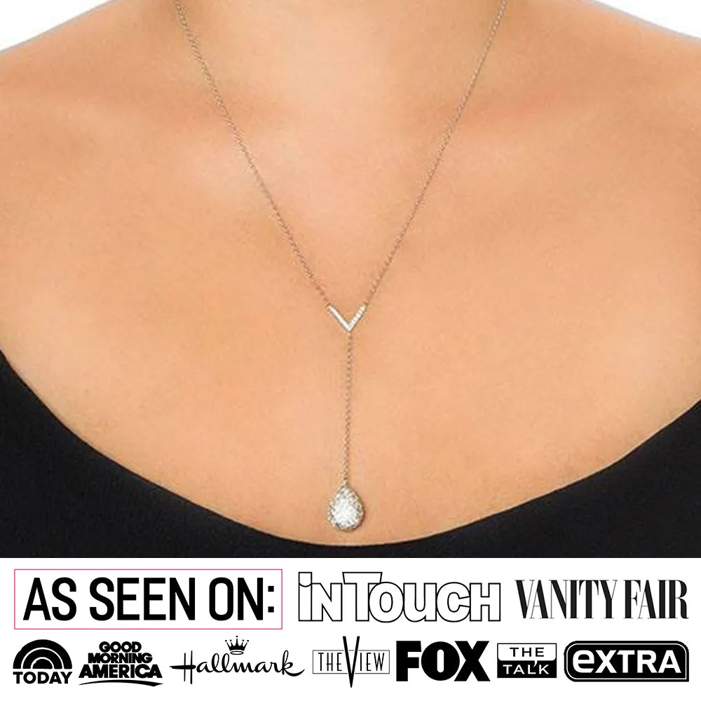 Ava Sterling Silver Teardrop Y-Necklace with Round Cut Crystals