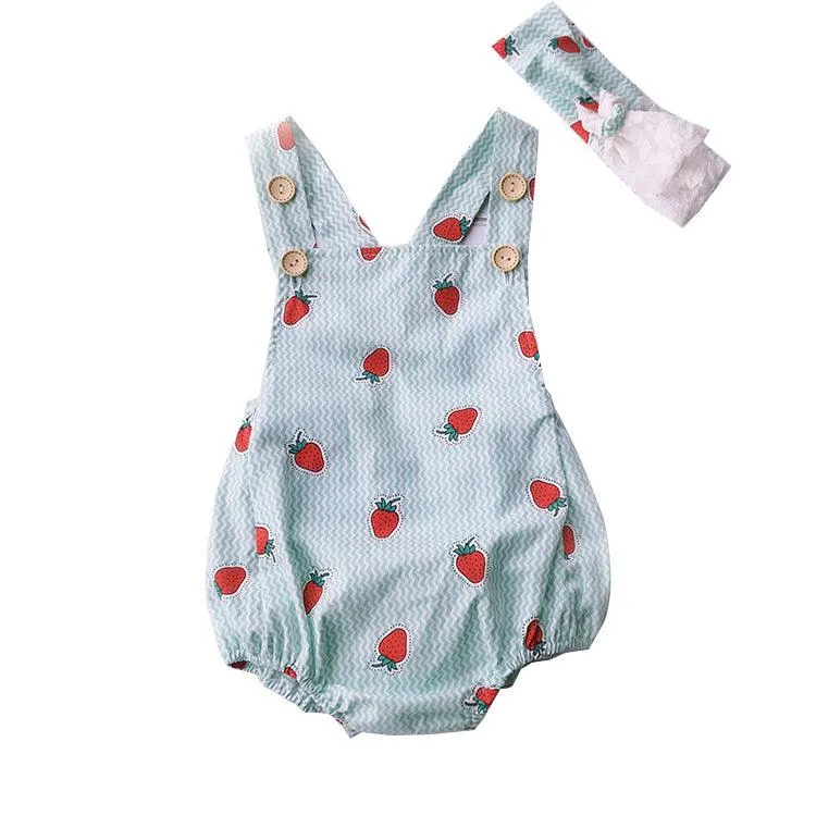 Baby Girls Fruit Print Rompers