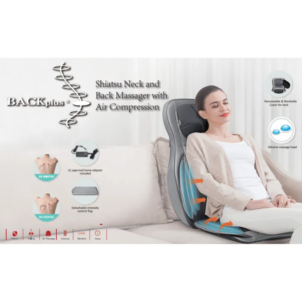 BACKplus Shiatsu Neck and Back Massager With Air Compression Chair Cushion