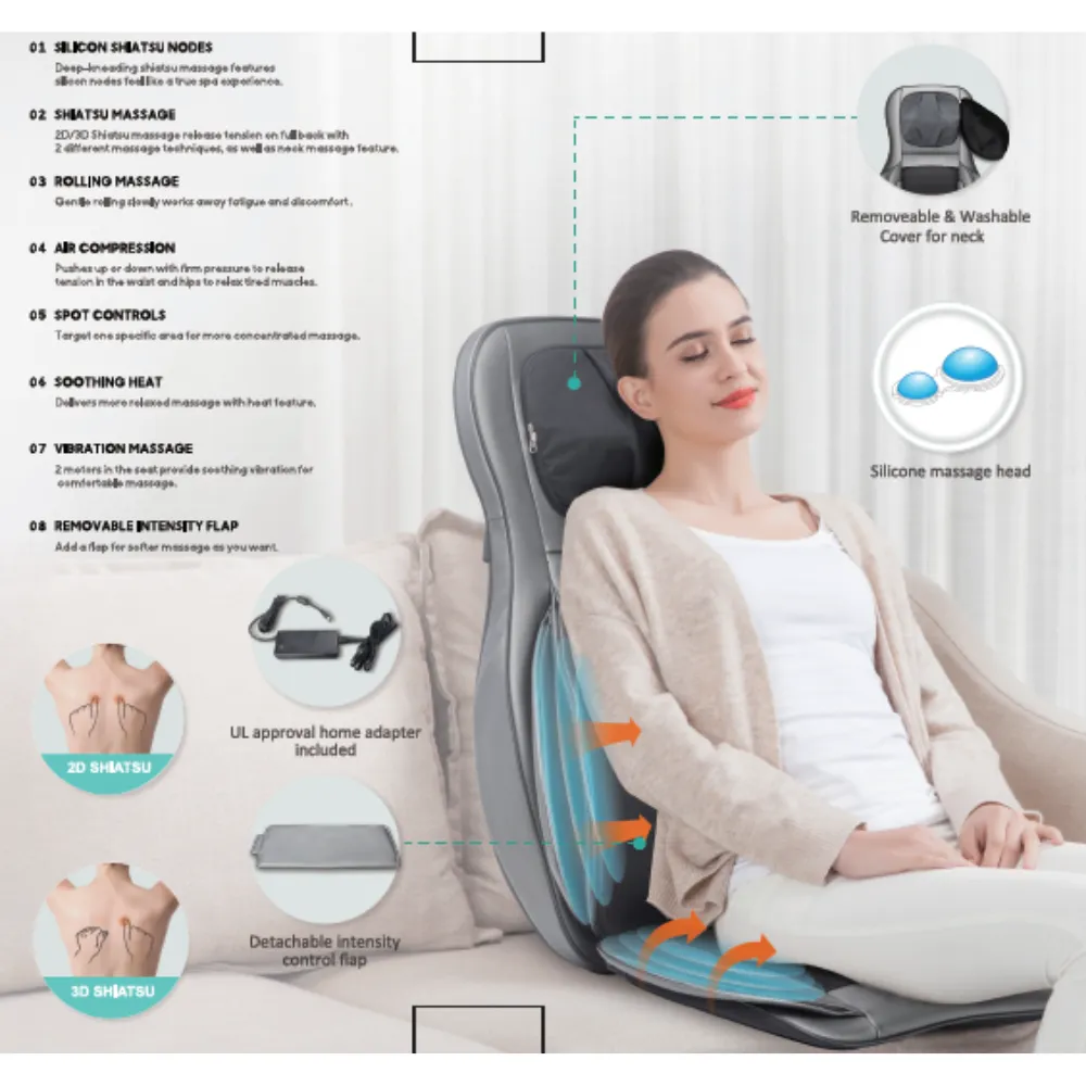 BACKplus Shiatsu Neck and Back Massager With Air Compression Chair Cushion