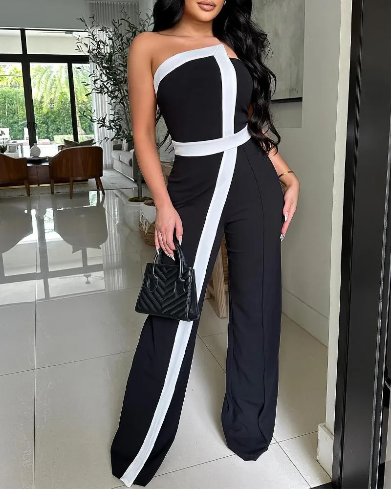 Bandeau Sleeveless Straight Leg Jumpsuit