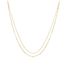 Beaded And Cuban Double Layer Chain Necklace