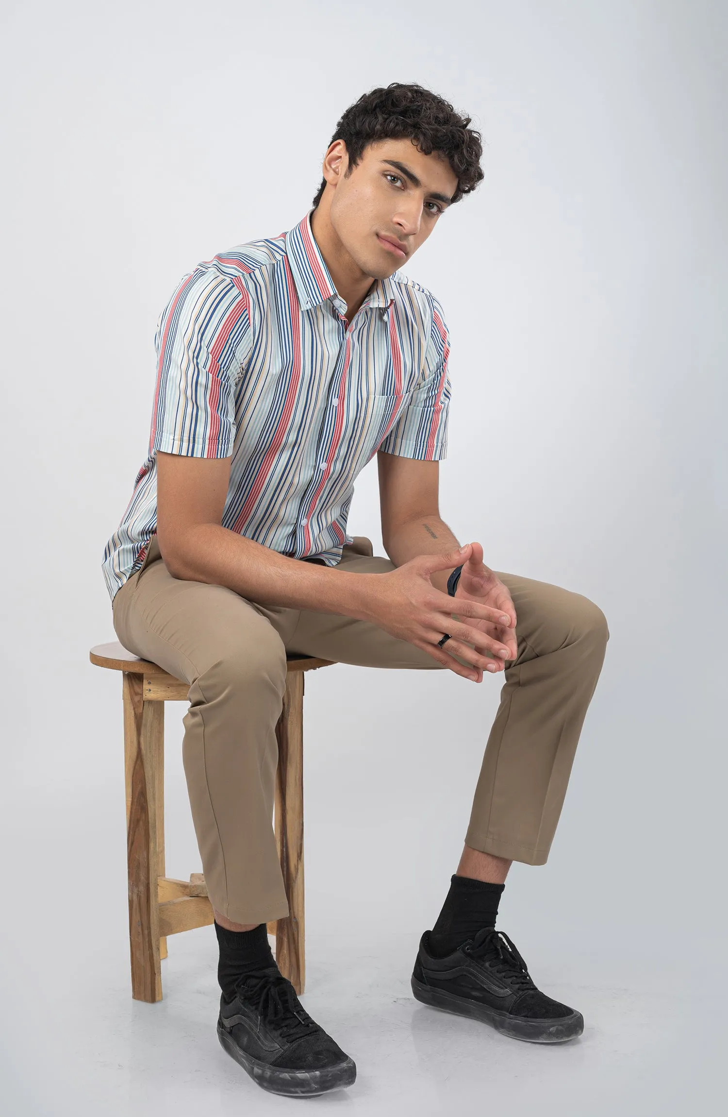 Beige Stripes Yarn Dyed Shirt