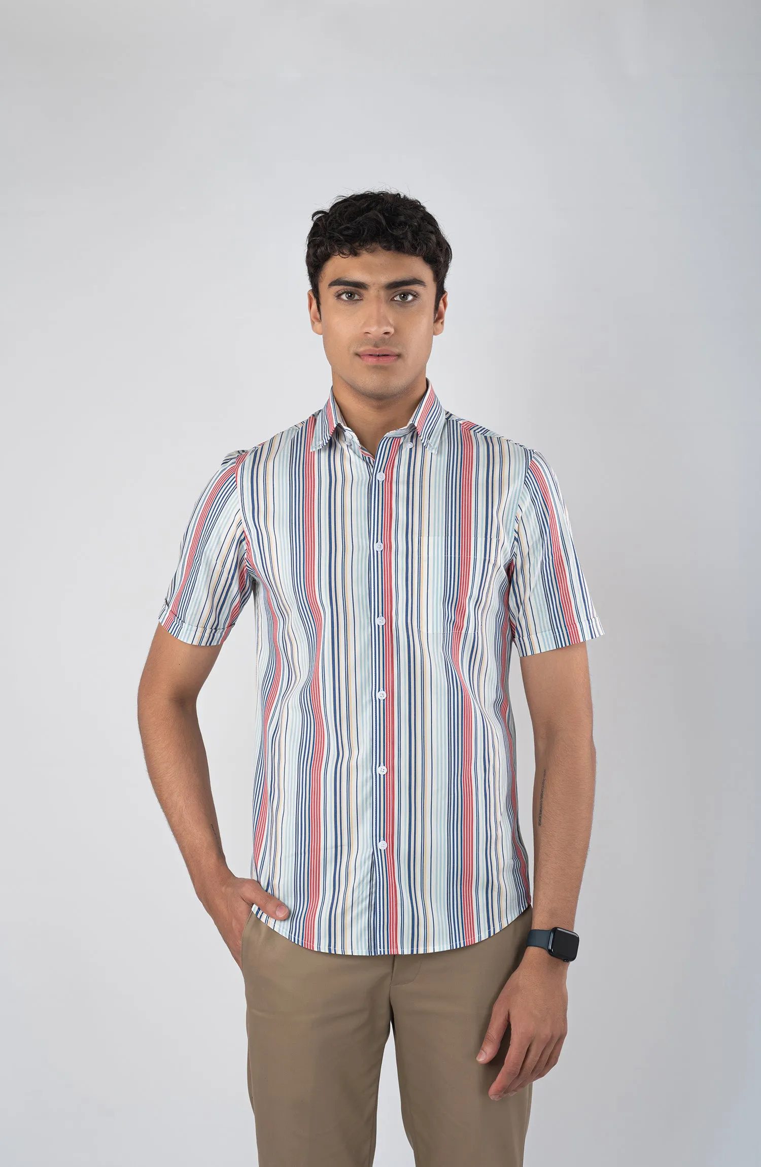 Beige Stripes Yarn Dyed Shirt