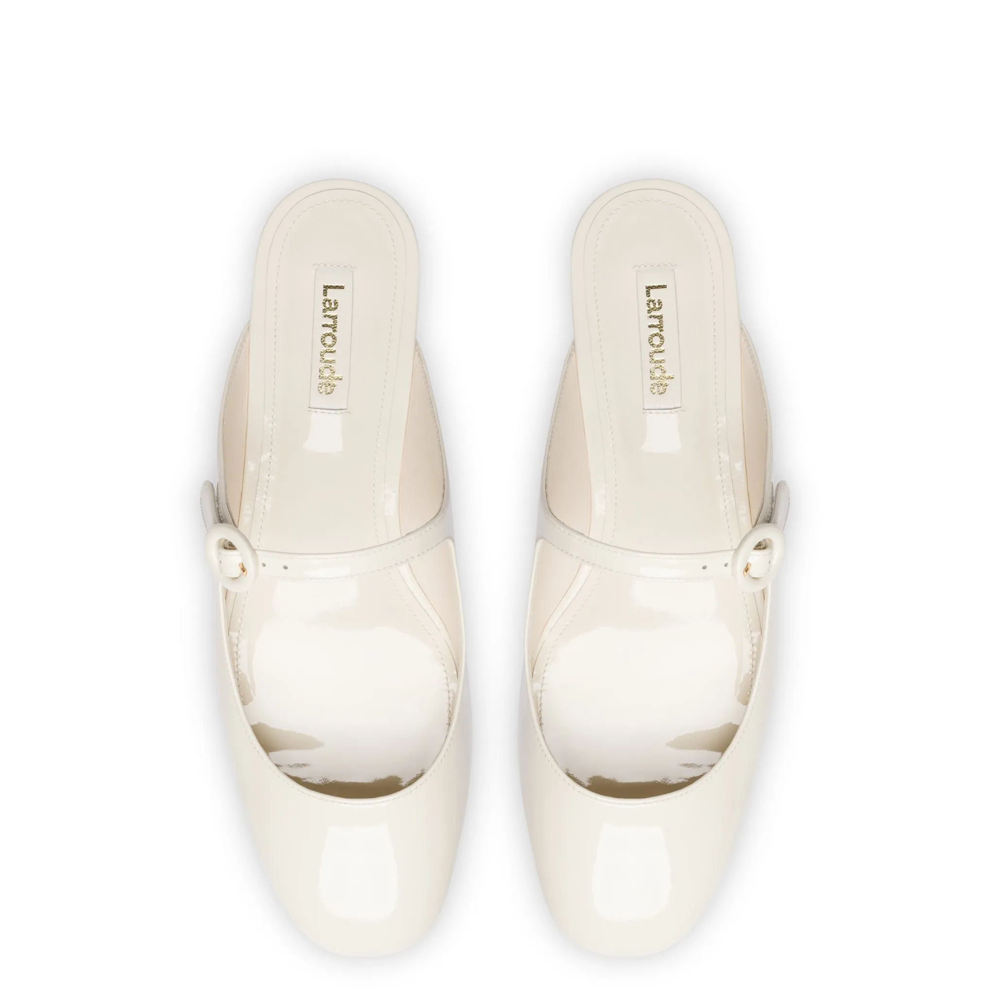 Blair Flat Mule In Ivory Patent Leather