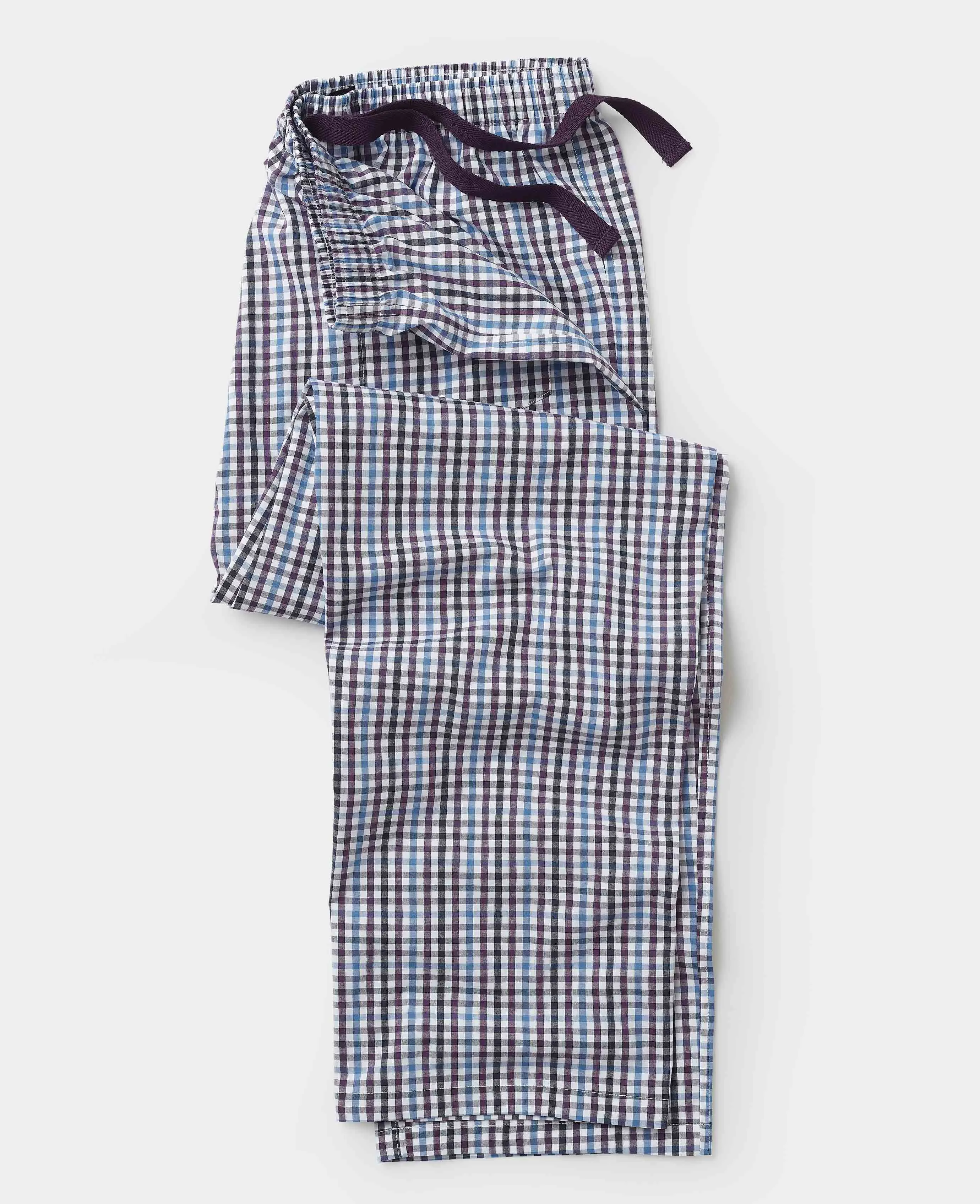 Blue Multi Check Brushed Cotton Lounge Pants