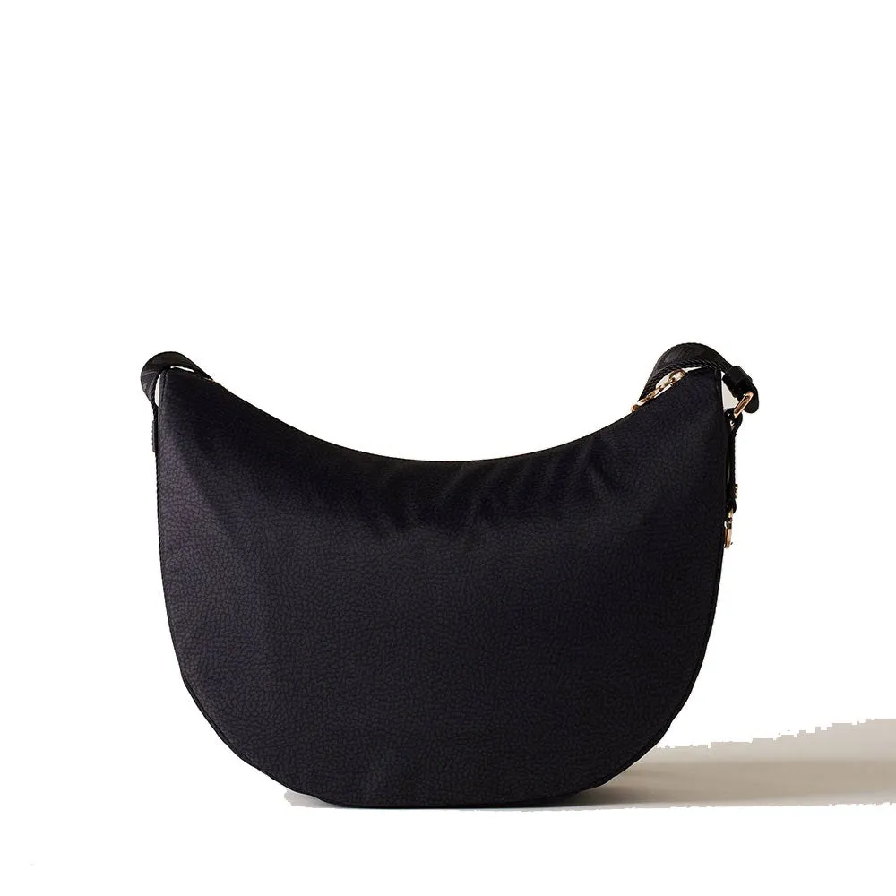 Borsa a Tracolla BORBONESE Luna Bag Middle in Tessuto OP Dark Black