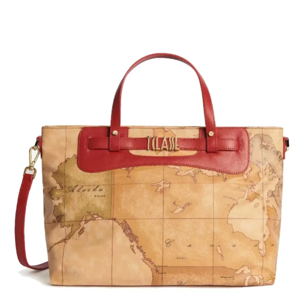 Borsa Donna a Mano 1A Classe Alviero Martini linea Soft Generation stampa Geo Classic e Rosso GV75