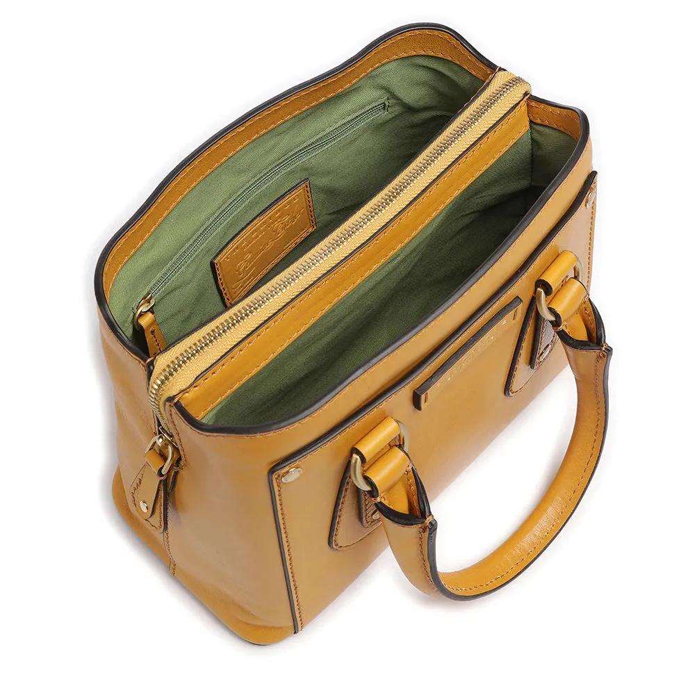 Borsa Donna a Mano Double Function THE BRIDGE linea Cecilia in Pelle Giallo Mais