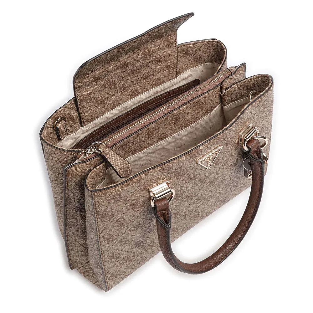 Borsa Donna a Mano GUESS Linea Noelle Colore Latte Logo - Brown