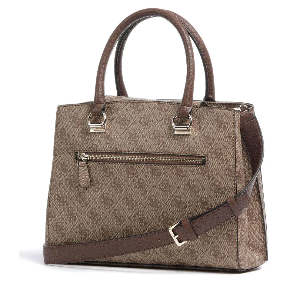 Borsa Donna a Mano GUESS Linea Noelle Colore Latte Logo - Brown