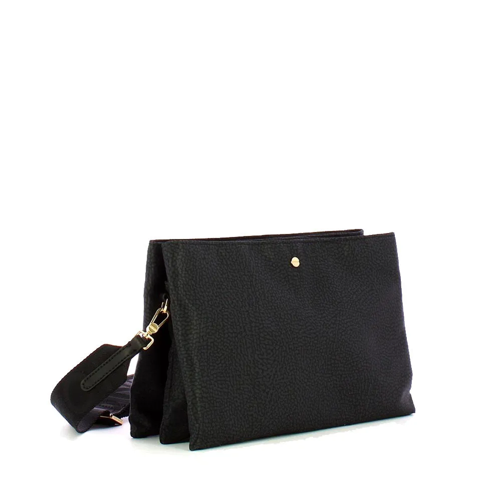 Borsa Donna a Tracolla BORBONESE linea Eco Line Small in Tessuto OP Dark Black