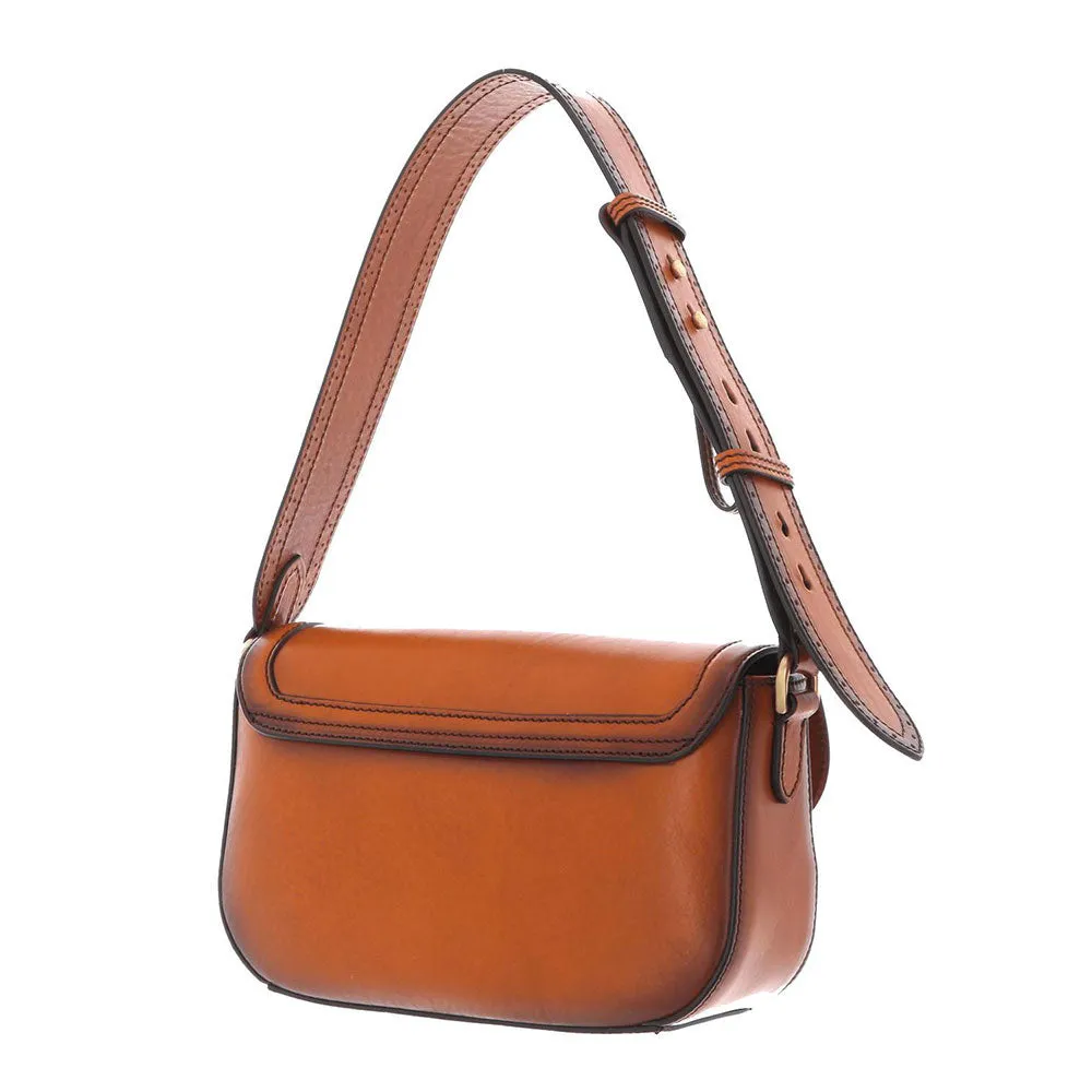 Borsa Donna a Tracolla THE BRIDGE in Pelle color Cognac linea Allegra