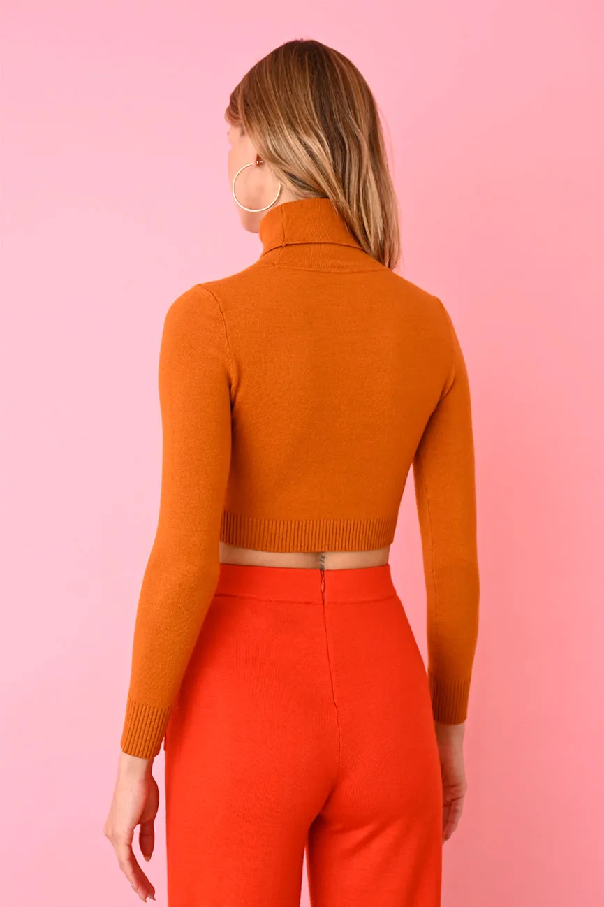 Caramel EcoMerino Long Sleeve Crop Turtleneck