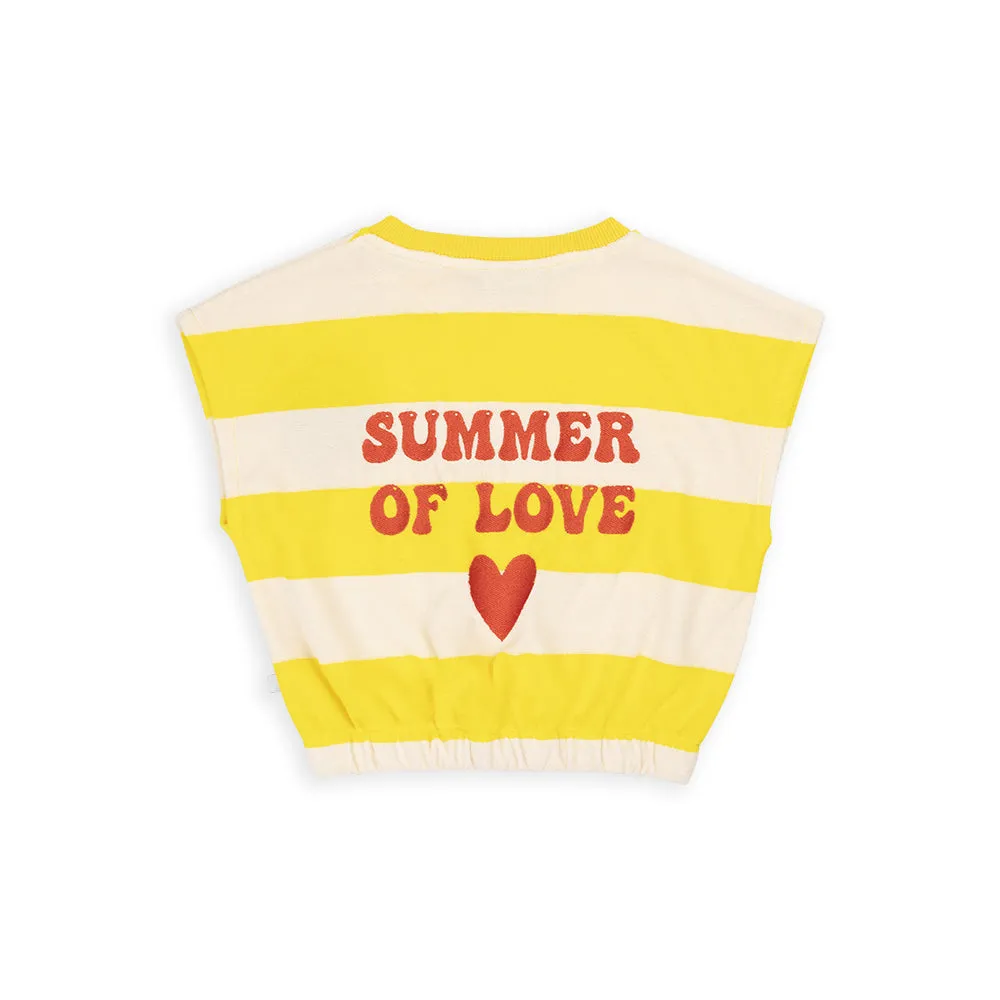 CarlijnQ Yellow Stripes Summer of Love Terry Short Sleeved Top