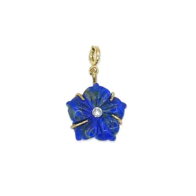 Carved Lapis Flower Charm