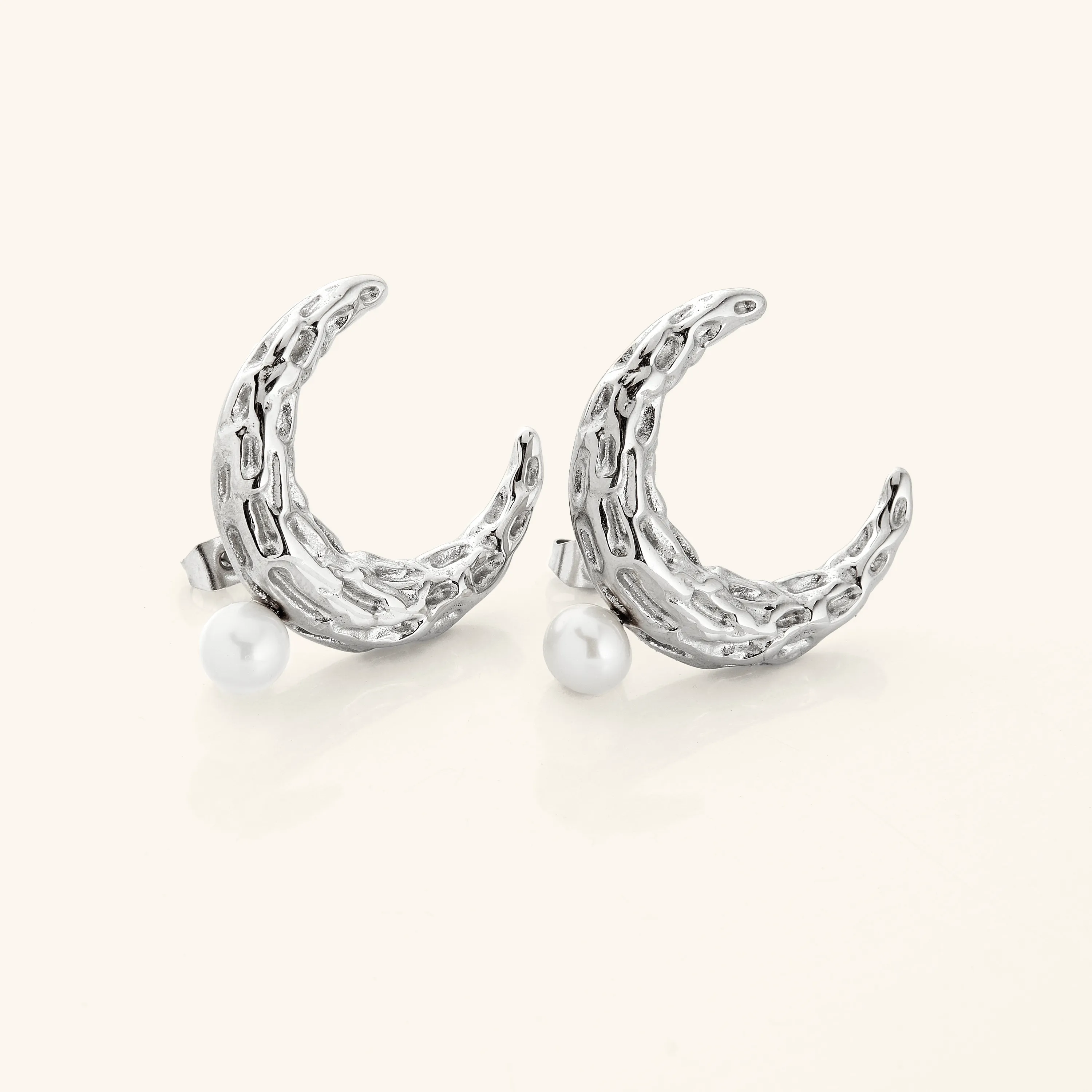 Cascading Pearl Crescent Studs | VELA x Nominal