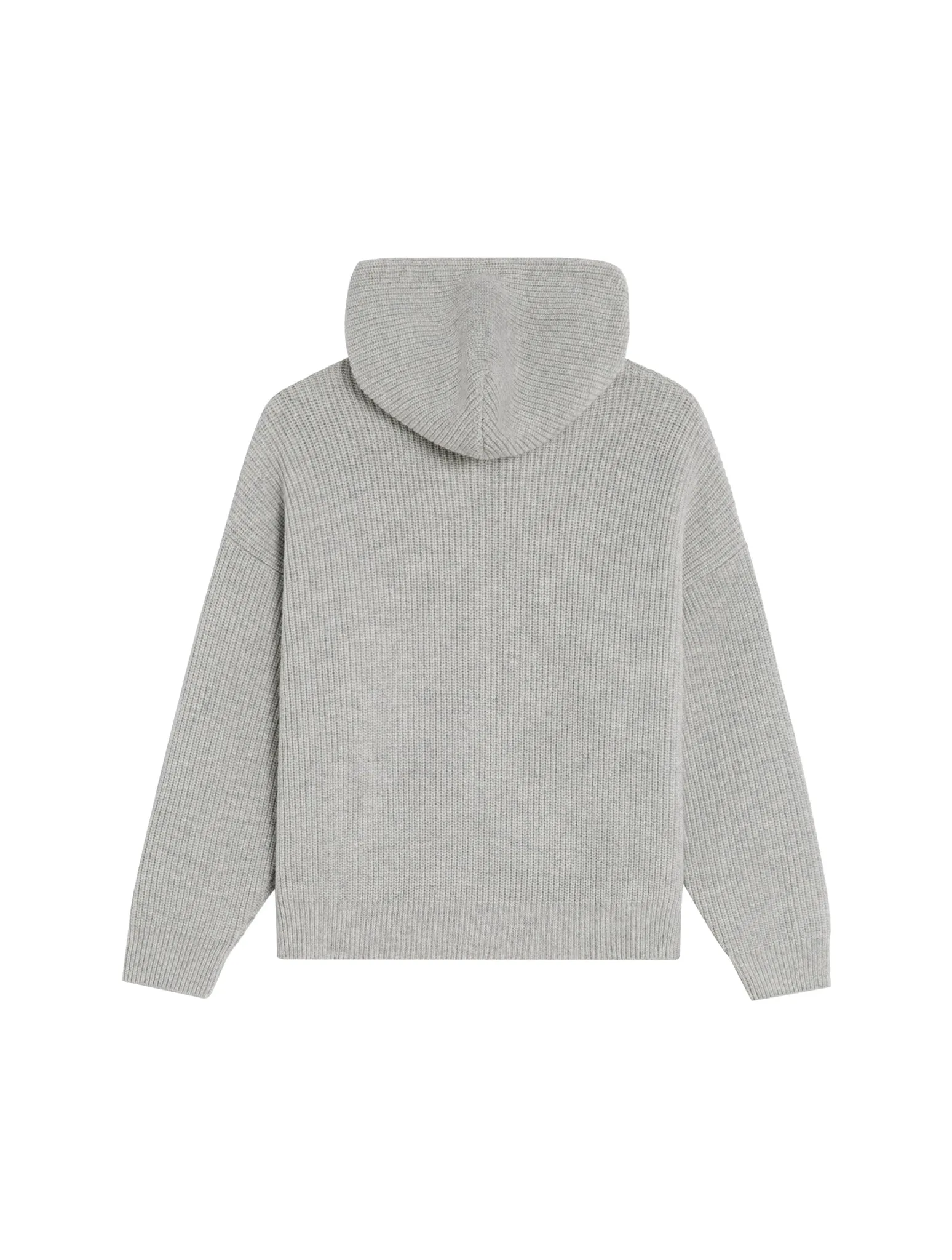 CELINE HOODED SWEATER IN LIGHT GRAY RIBBED WOOL