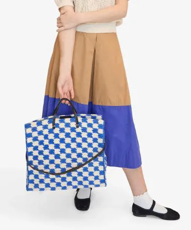 Clare V. Summer Simple Tote - Cobalt & Cream Checker