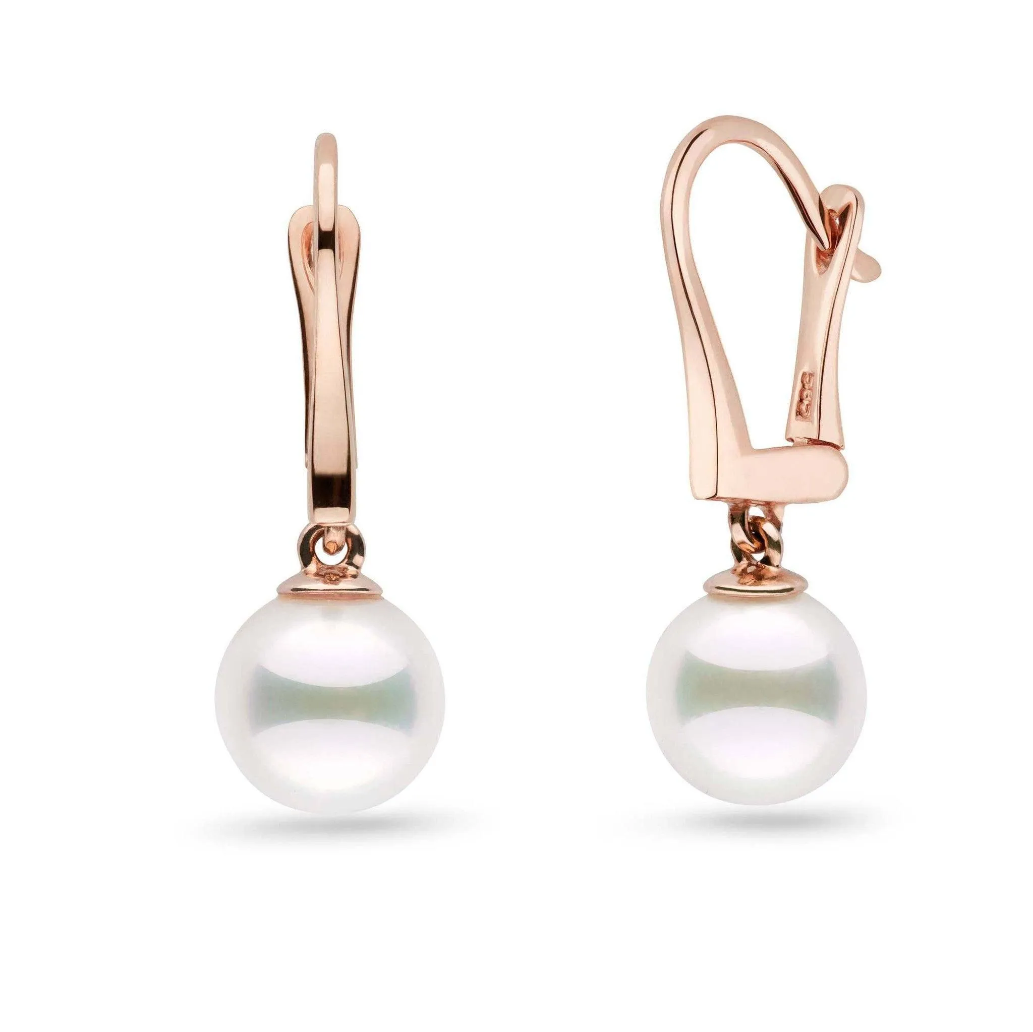 Classic Collection White Akoya 8.0-8.5 mm Pearl Dangle Earrings