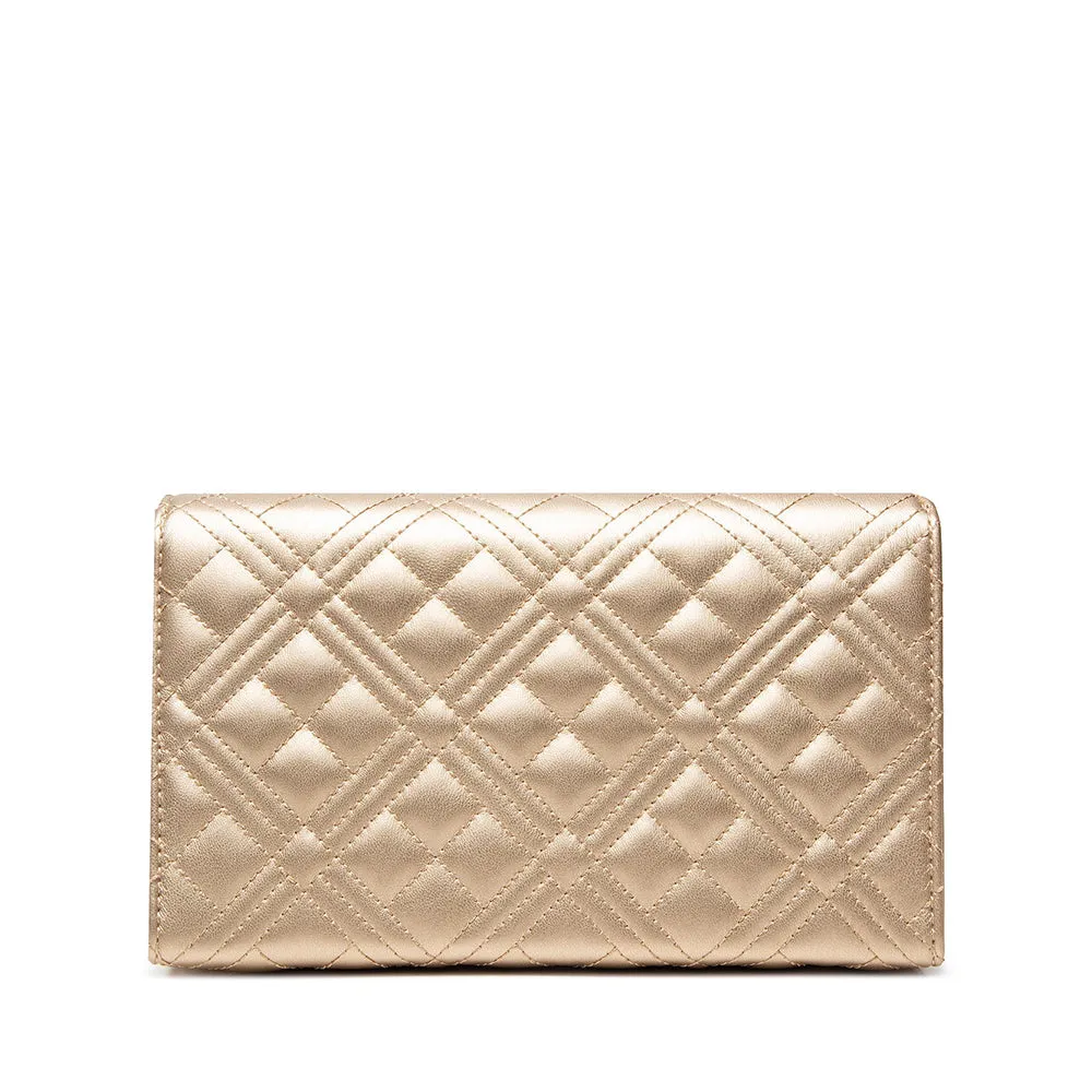 Clutch Donna con Tracolla LOVE MOSCHINO linea Shiny Quilted color Oro