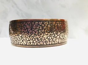 Copper Cuff Bracelet with Field of Flowers