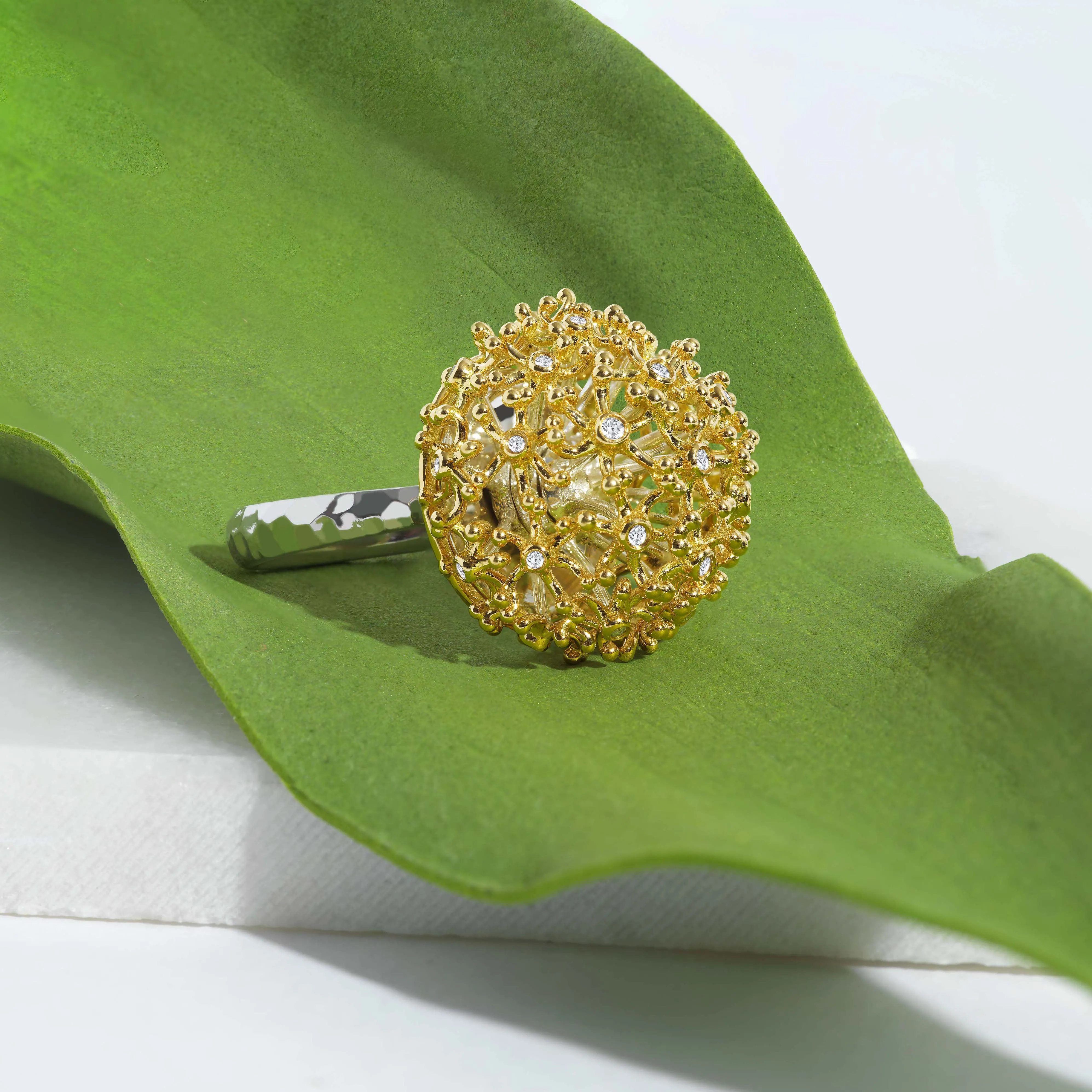 Dandelion Ring with Diamonds