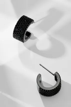 DISCO BLACK PAVE CZ CHUNKY HUGGIE EARRINGS