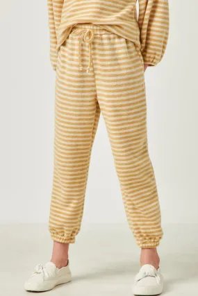 Drawstring Waist Brushed Striped Jogger