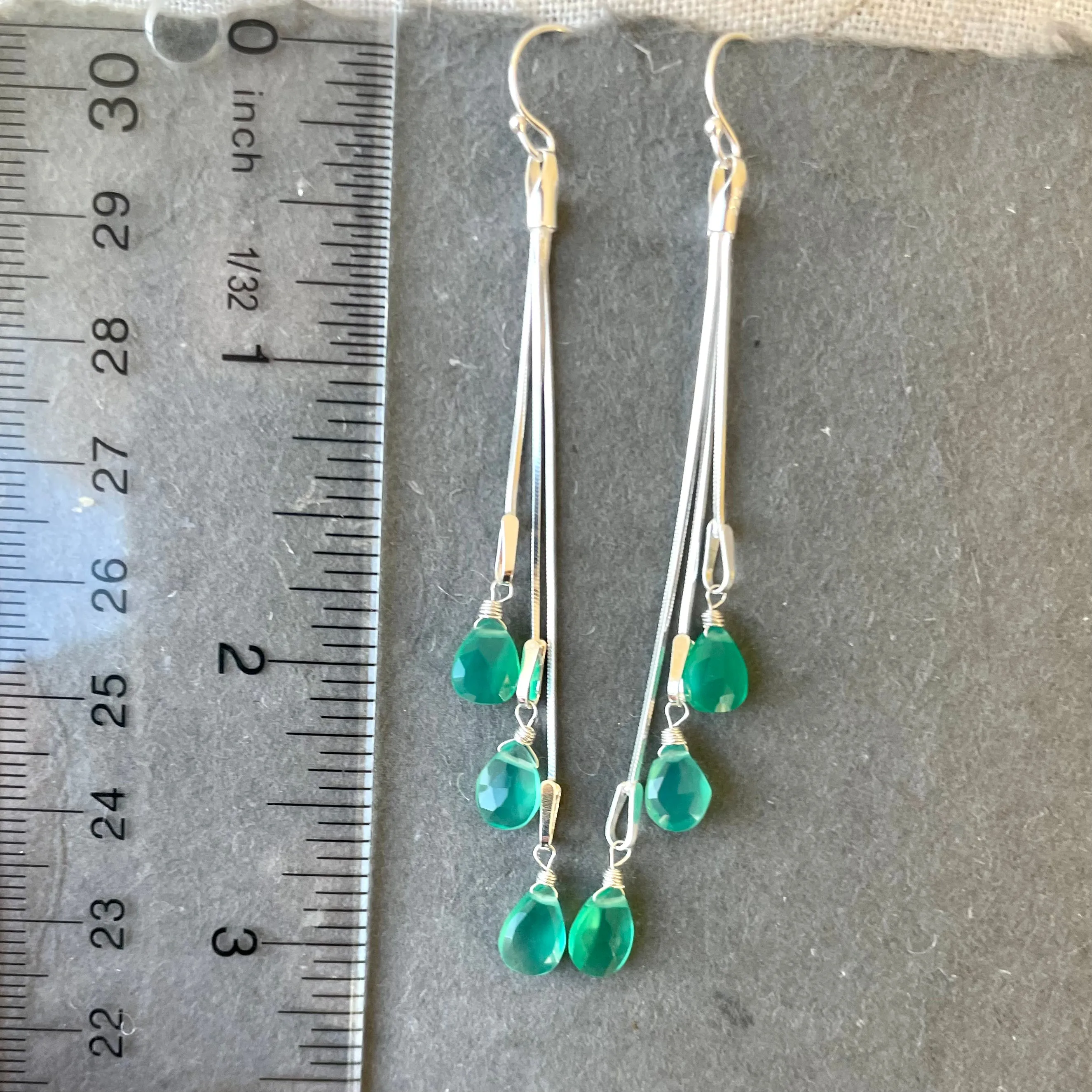 Dripping with Emerald Onyx Tassel Earrings