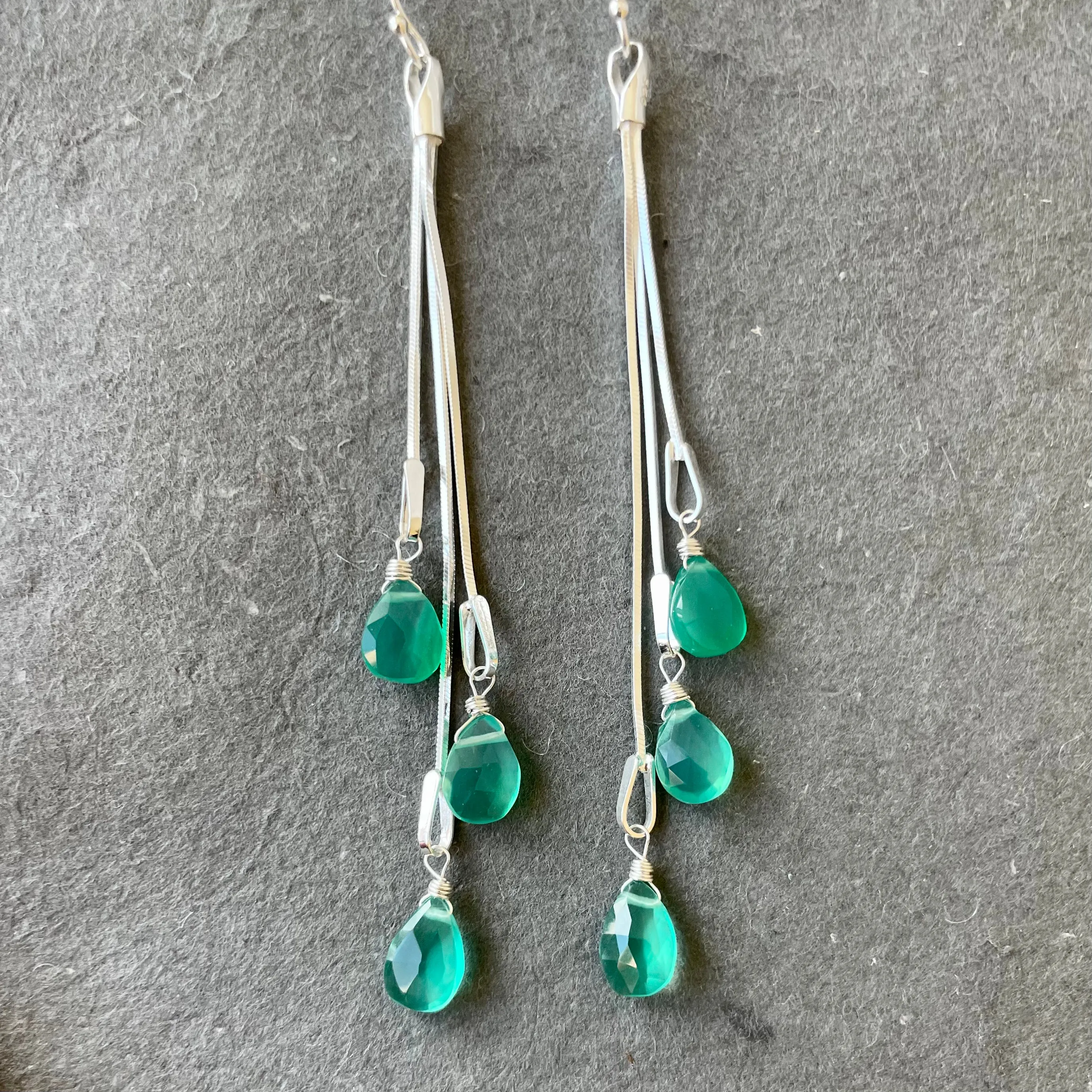 Dripping with Emerald Onyx Tassel Earrings