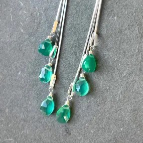 Dripping with Emerald Onyx Tassel Earrings