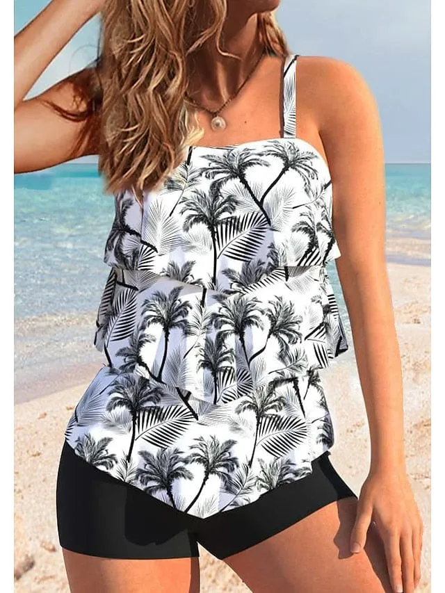 Floral Print Plus Size Tankini Swimsuit for Women