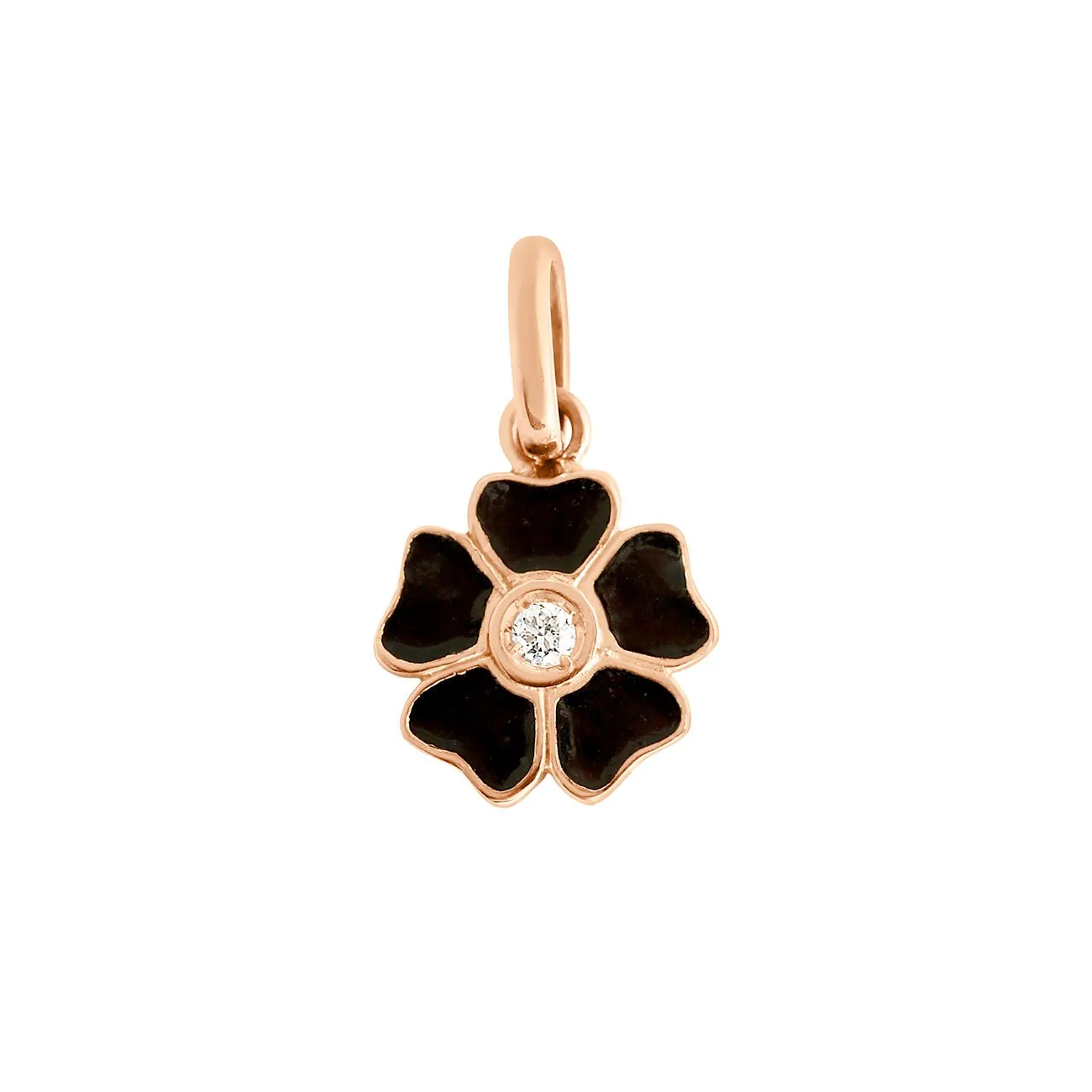 Flower Black diamond pendant, Rose Gold