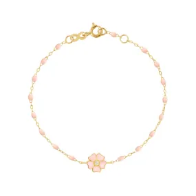 Flower Classic Gigi Baby Pink diamond bracelet, Yellow Gold, 6.7"