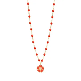 Flower Classic Gigi Coral diamond necklace, Yellow Gold, 16.5"