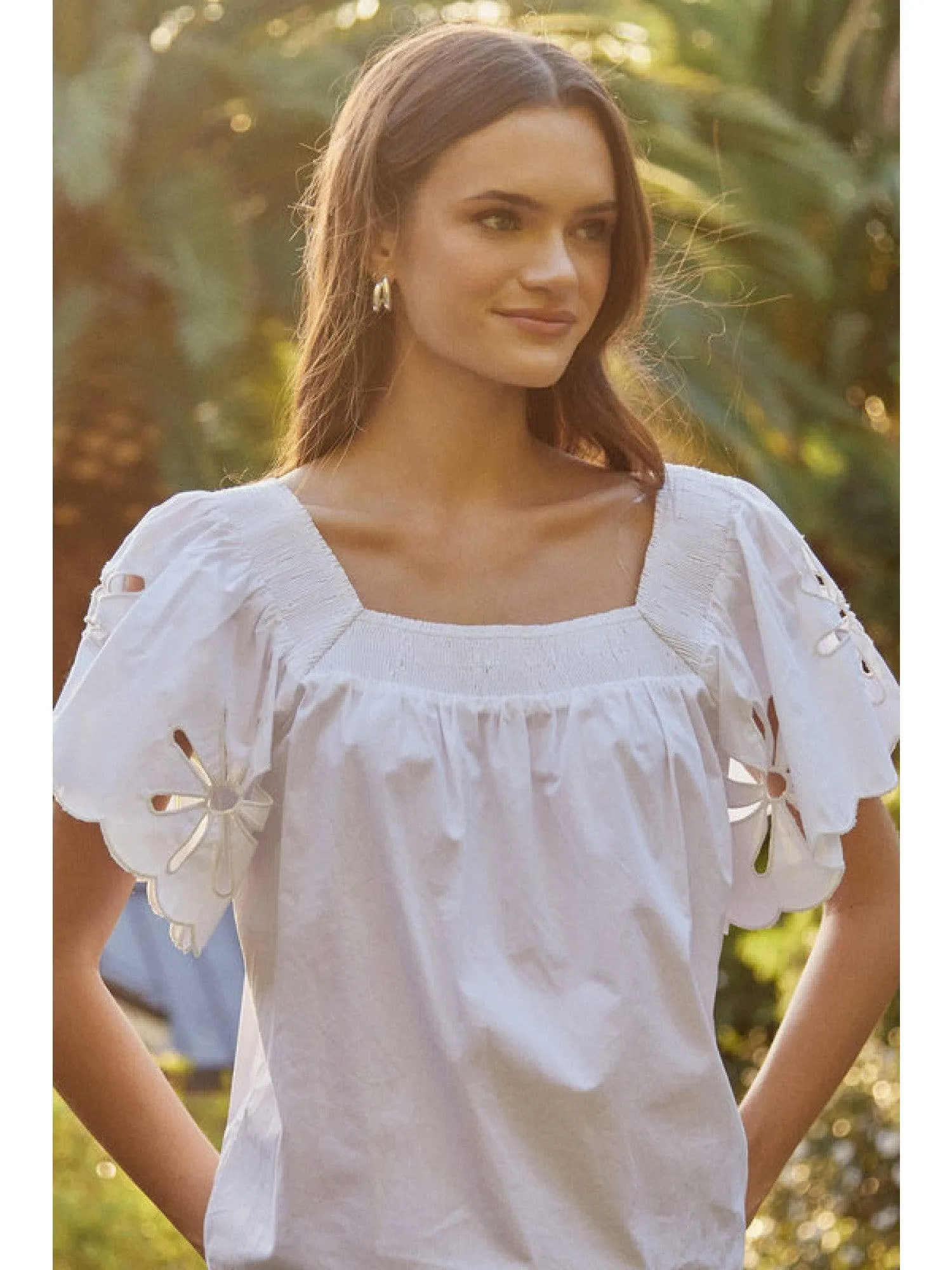 Flower Cutout Cotton Top