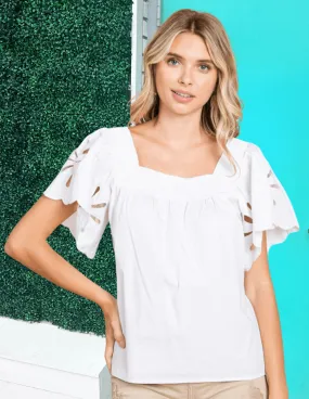 Flower Cutout Cotton Top